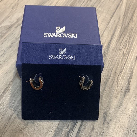 Swarovski Crystaldust Hoop Pierced Earrings, Small, Black - Picture 4 of 5